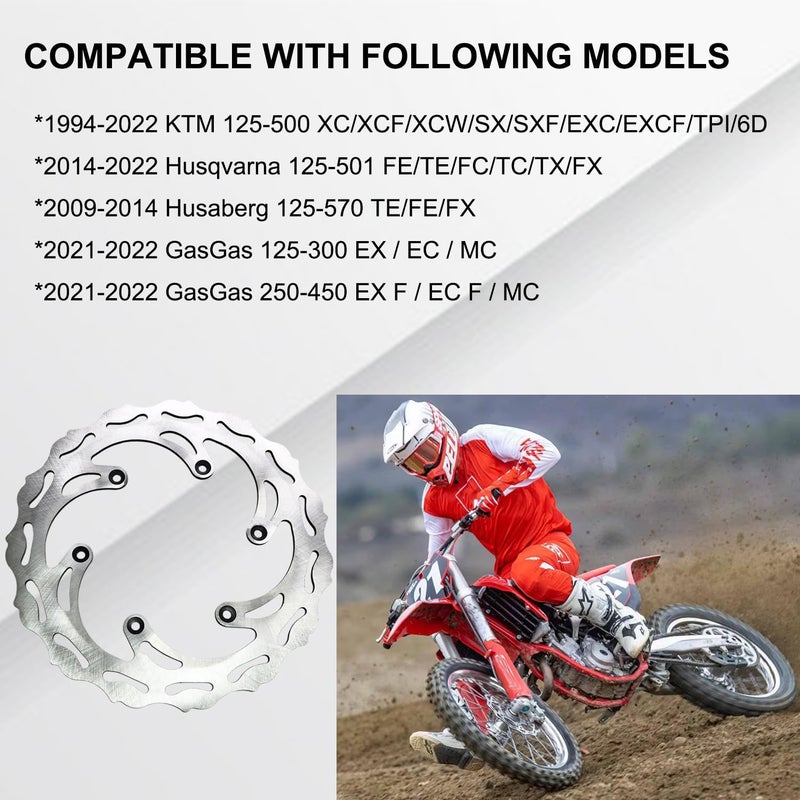 Vanlison Front Brake Disc Rotor 260MM Compatible with KTM 125 250 350 450 500 Husqvarna 125-501 FE TE FC TC TX FX Husaberg 125-570 TE FE FX GasGas 125-450 Motorcycle 10.2" Front Brake Rotor - Image 2
